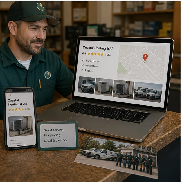 Local service business listing, map, reviews, and discovery proof materials